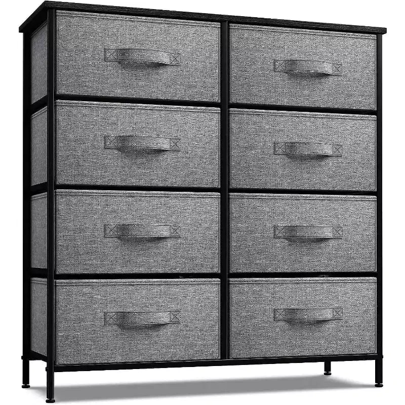 Cassettiera a 8 cassetti - Unità contenitore con struttura in acciaio, piano in legno, cassetti in tessuto - per camera da letto, armadio, ufficio e altro ancora