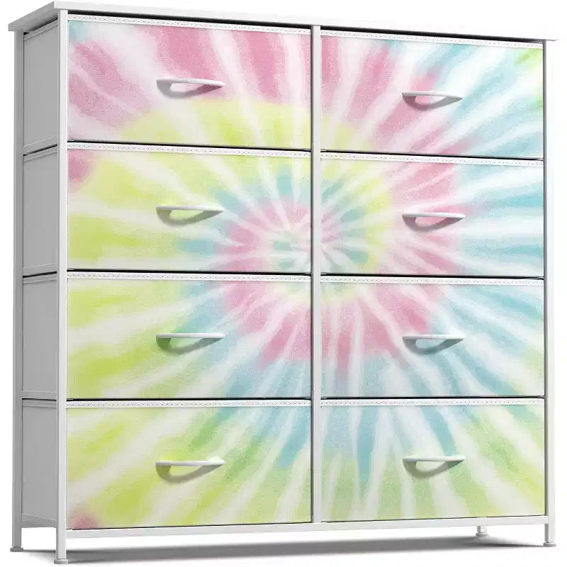 Cassettiera a 8 cassetti - Unità contenitore con struttura in acciaio, piano in legno, cassetti in tessuto - per camera da letto, armadio, ufficio e altro ancora