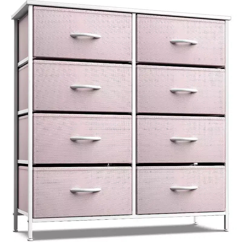 Cassettiera a 8 cassetti - Unità contenitore con struttura in acciaio, piano in legno, cassetti in tessuto - per camera da letto, armadio, ufficio e altro ancora
