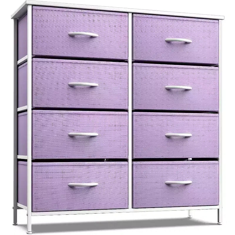 Cassettiera a 8 cassetti - Unità contenitore con struttura in acciaio, piano in legno, cassetti in tessuto - per camera da letto, armadio, ufficio e altro ancora
