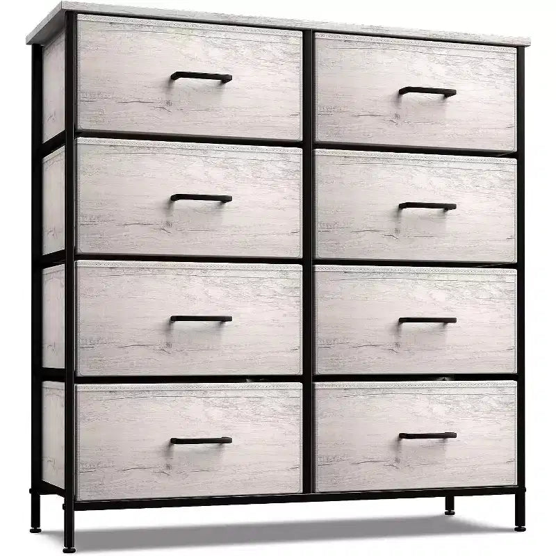 Cassettiera a 8 cassetti - Unità contenitore con struttura in acciaio, piano in legno, cassetti in tessuto - per camera da letto, armadio, ufficio e altro ancora