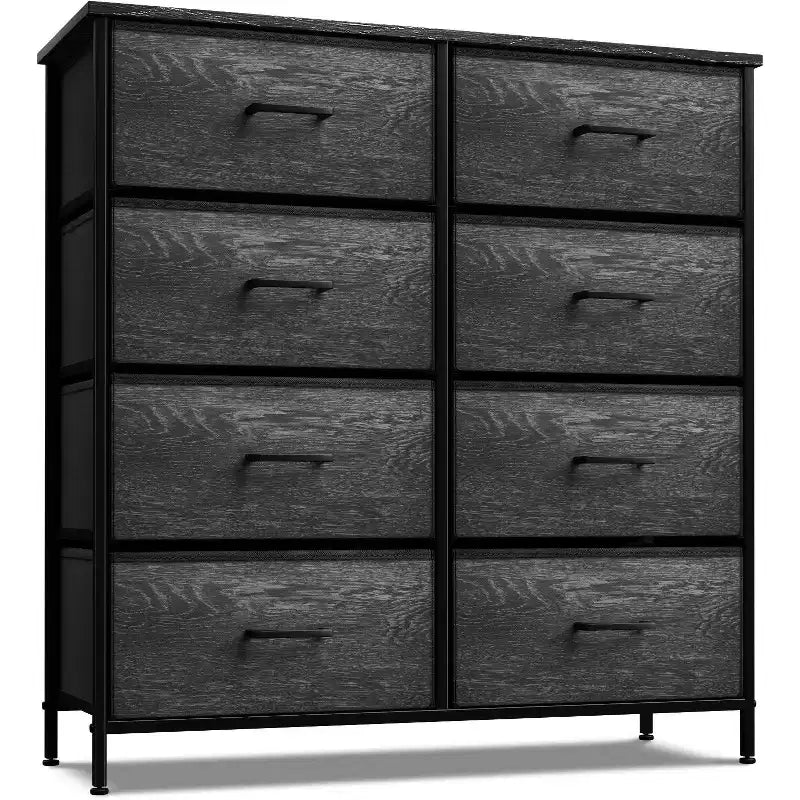 Cassettiera a 8 cassetti - Unità contenitore con struttura in acciaio, piano in legno, cassetti in tessuto - per camera da letto, armadio, ufficio e altro ancora