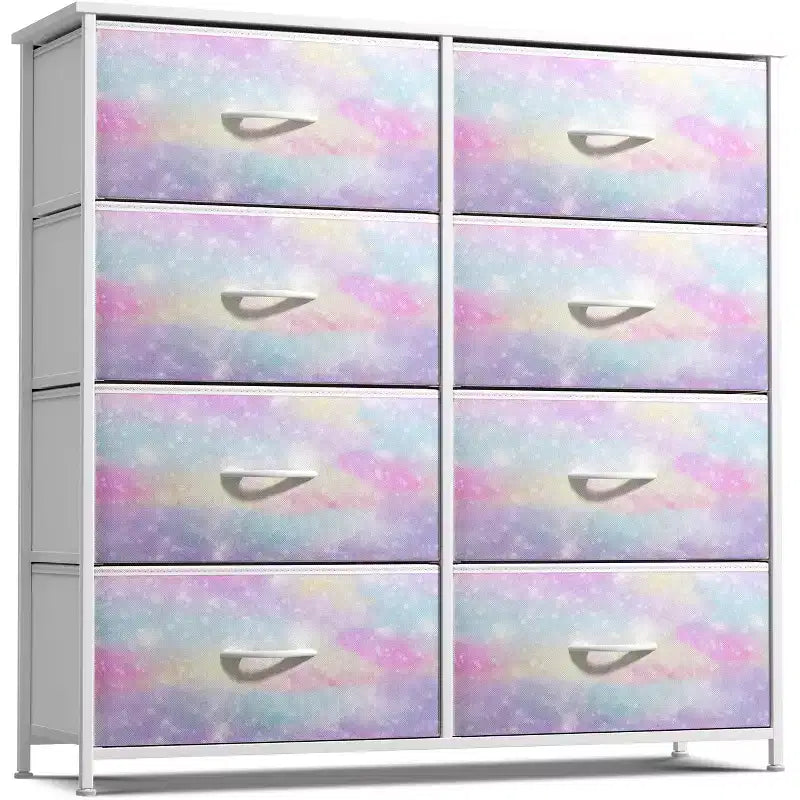 Cassettiera a 8 cassetti - Unità contenitore con struttura in acciaio, piano in legno, cassetti in tessuto - per camera da letto, armadio, ufficio e altro ancora