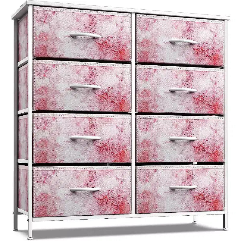 Cassettiera a 8 cassetti - Unità contenitore con struttura in acciaio, piano in legno, cassetti in tessuto - per camera da letto, armadio, ufficio e altro ancora