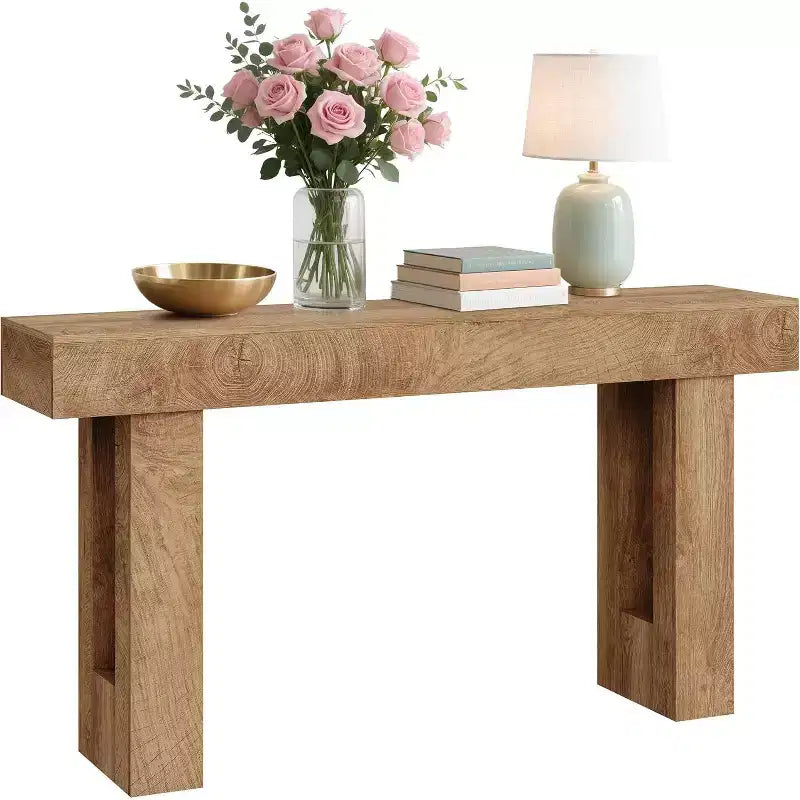 Consolle in rovere rustico da 63 pollici, tavolo da ingresso stretto in stile rustico con ripiano aperto per soggiorno, corridoio, retro divano