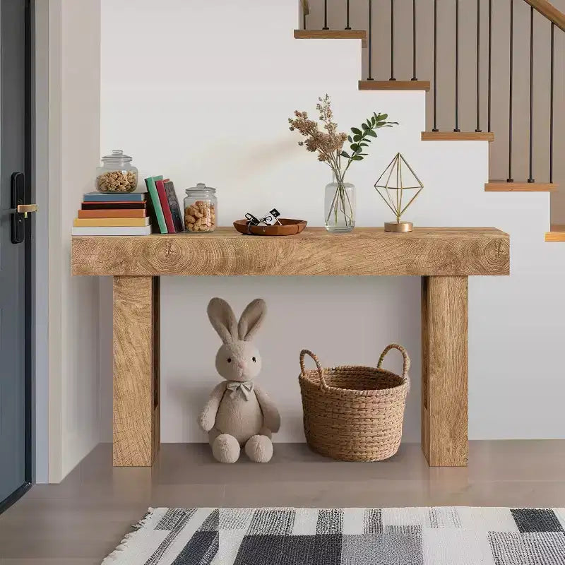 Consolle in rovere rustico da 63 pollici, tavolo da ingresso stretto in stile rustico con ripiano aperto per soggiorno, corridoio, retro divano