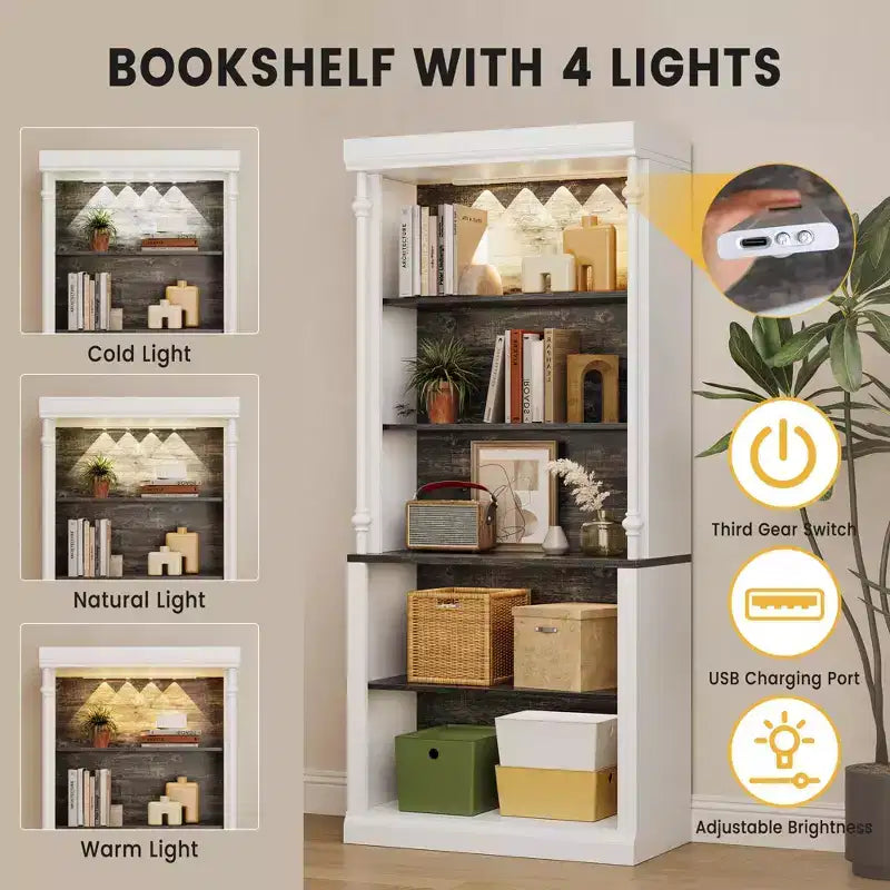 Dispensa da cucina con illuminazione a LED e vani portaoggetti superiori, adatta per sale da pranzo e soggiorni.