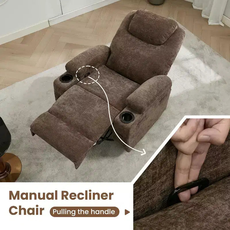 Poltrona Reclinabile, Poltrona Reclinabile Girevole a 360° per Adulti, per Soggiorno, Camera da Letto, Casa