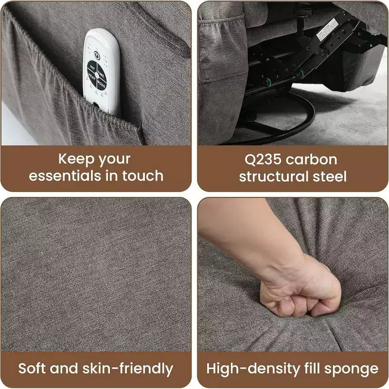 Poltrona Reclinabile, Poltrona Reclinabile Girevole a 360° per Adulti, per Soggiorno, Camera da Letto, Casa