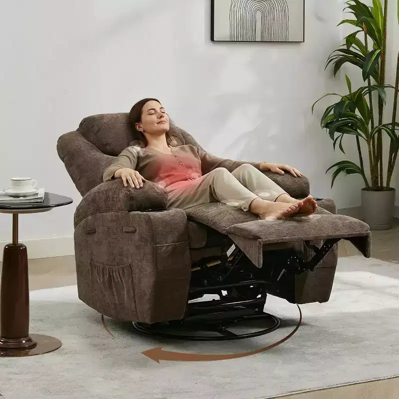 Poltrona Reclinabile, Poltrona Reclinabile Girevole a 360° per Adulti, per Soggiorno, Camera da Letto, Casa