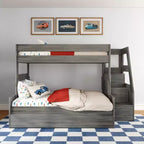 Letto a Castello Moderno a Due Letti con Scala e Letto Estraibile
