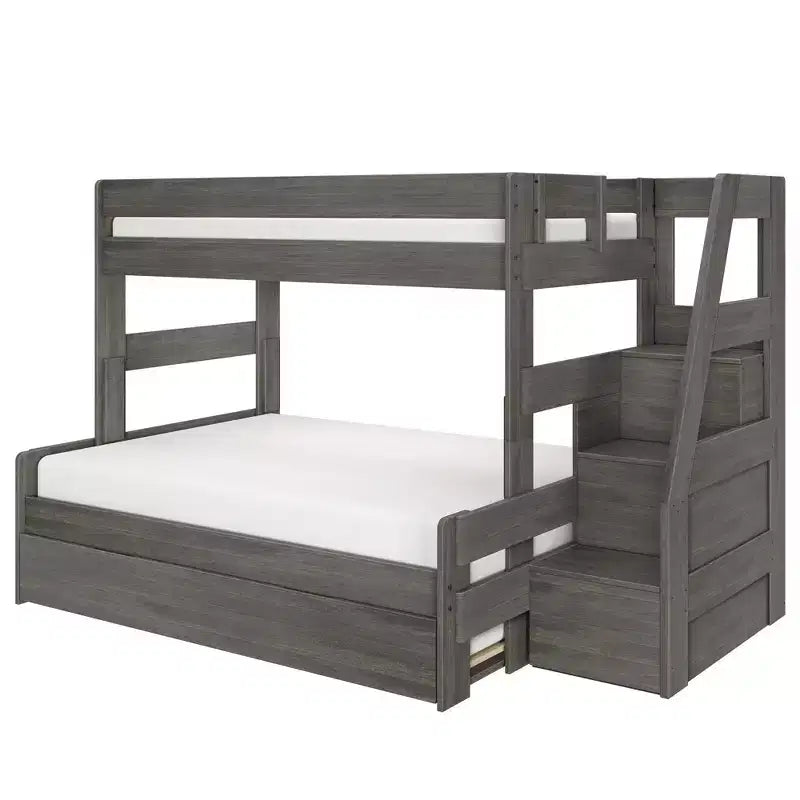 Letto a Castello Moderno a Due Letti con Scala e Letto Estraibile