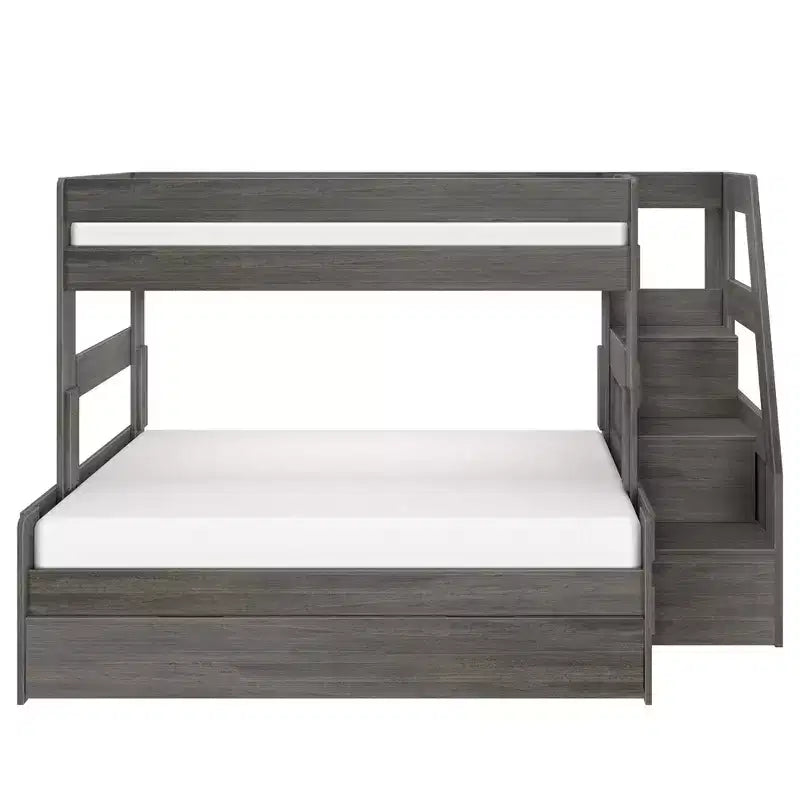 Letto a Castello Moderno a Due Letti con Scala e Letto Estraibile
