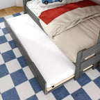 Letto a Castello Moderno a Due Letti con Scala e Letto Estraibile