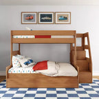 Letto a Castello Moderno a Due Letti con Scala e Letto Estraibile