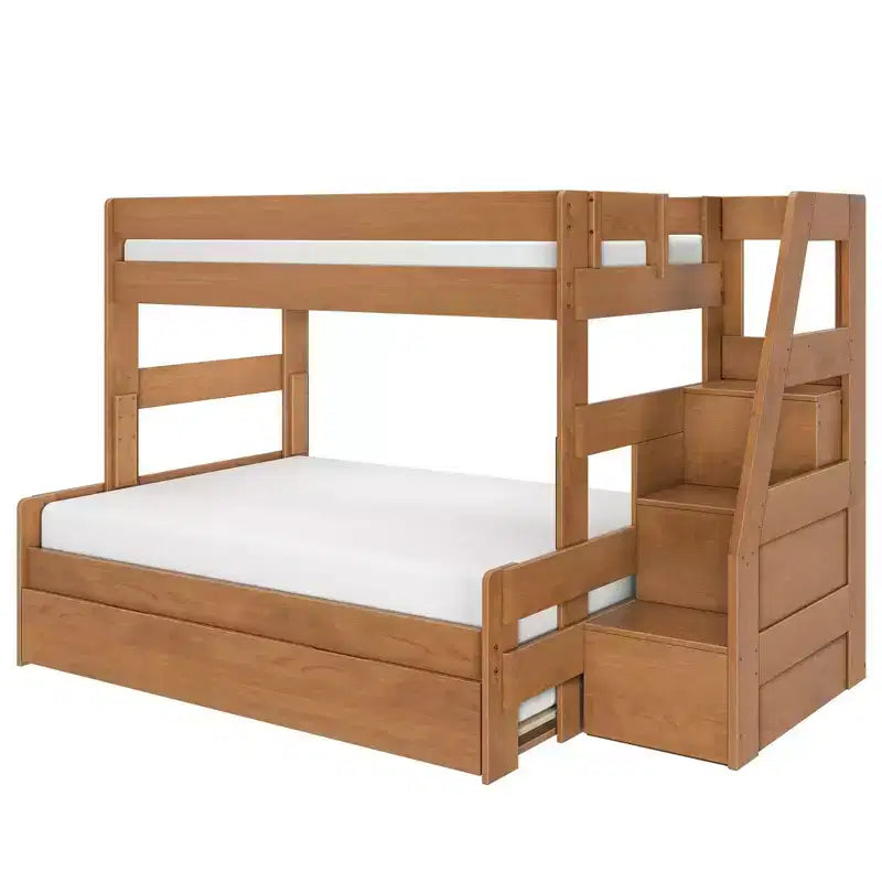 Letto a Castello Moderno a Due Letti con Scala e Letto Estraibile