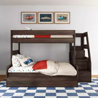 Letto a Castello Moderno a Due Letti con Scala e Letto Estraibile