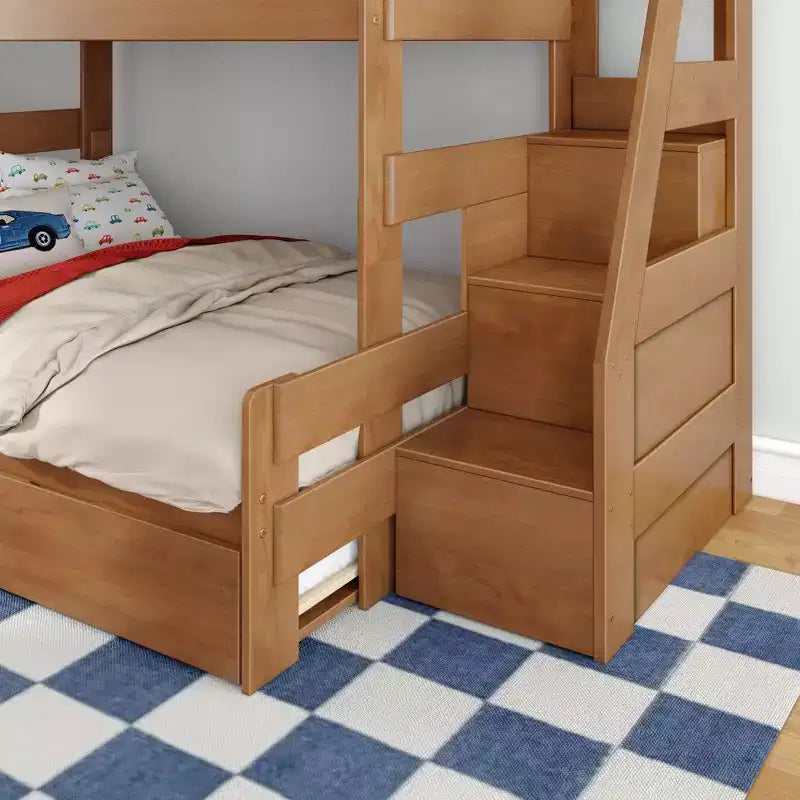 Letto a Castello Moderno a Due Letti con Scala e Letto Estraibile