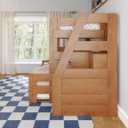 Letto a Castello Moderno a Due Letti con Scala e Letto Estraibile