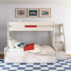 Letto a Castello Moderno a Due Letti con Scala e Letto Estraibile