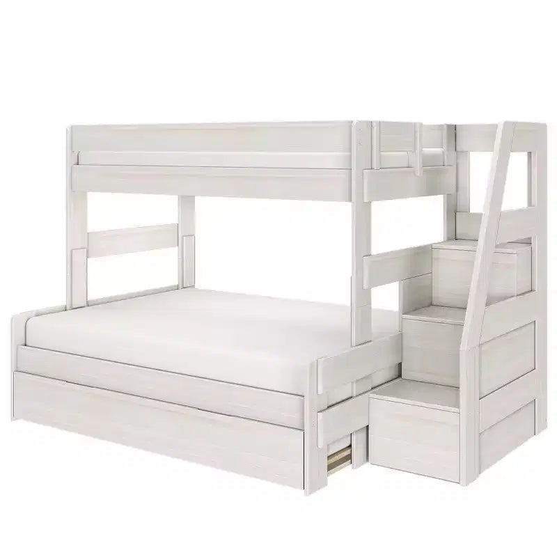 Letto a Castello Moderno a Due Letti con Scala e Letto Estraibile