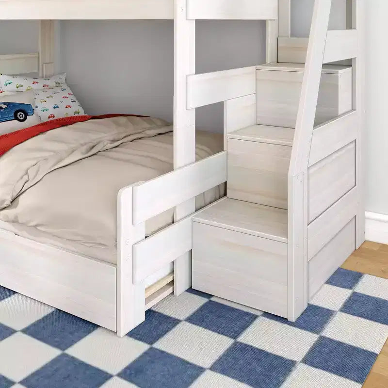 Letto a Castello Moderno a Due Letti con Scala e Letto Estraibile