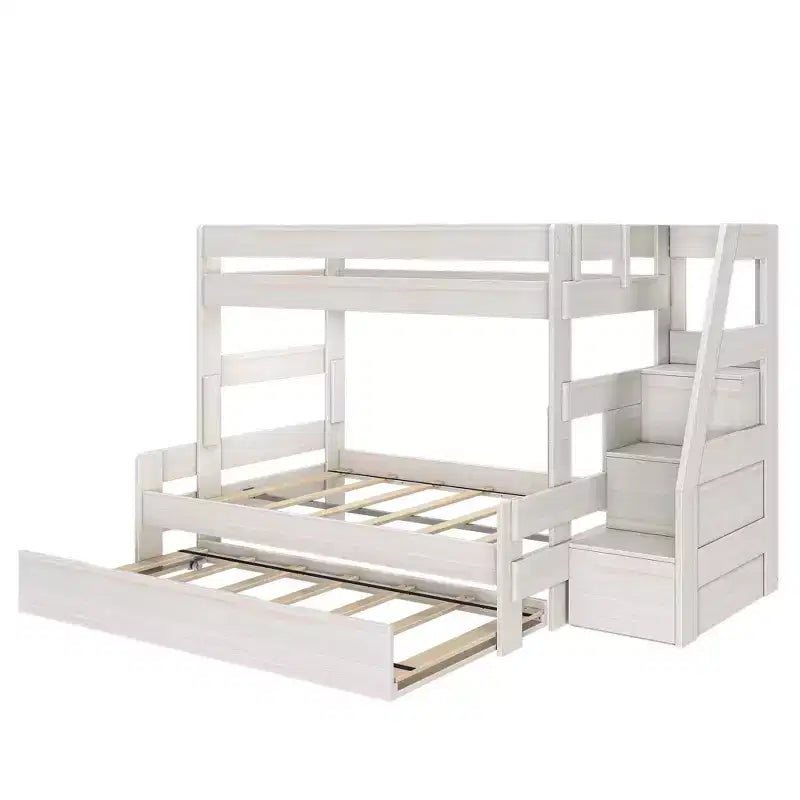 Letto a Castello Moderno a Due Letti con Scala e Letto Estraibile