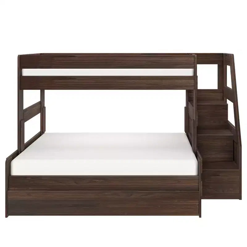 Letto a Castello Moderno a Due Letti con Scala e Letto Estraibile