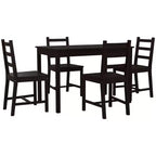 Tavolo da pranzo in stile moderno e sedie con schienale piatto per cucina, sala da pranzo, piccola sala da pranzo vintage con struttura in legno massello (5 pezzi)
