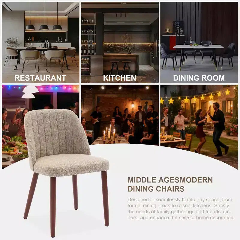 Sedie da pranzo in legno, sedia da pranzo laterale moderna in tessuto, imbottita, per cucina, sala da pranzo, ristorante