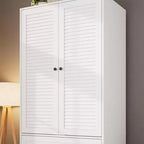 Armadio Guardaroba con 3 Cassetti e 2 Ante, Armadio Moderno in Legno per Camera da Letto, Armadio Alto Bianco Resistente