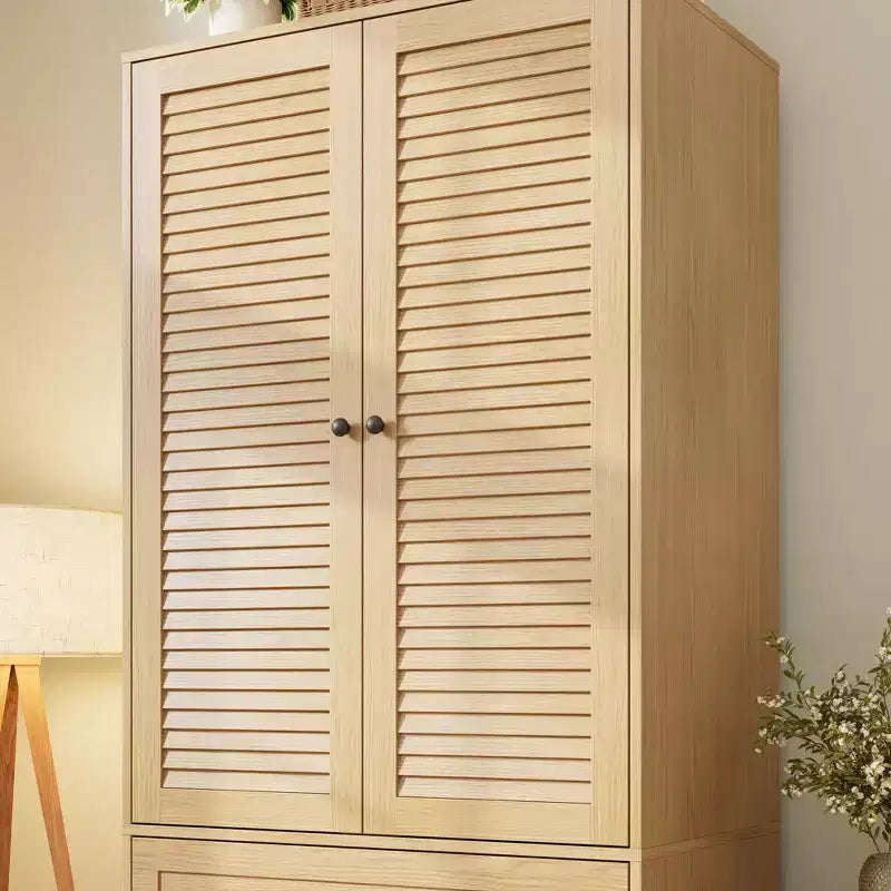 Armadio Guardaroba con 3 Cassetti e 2 Ante, Armadio Moderno in Legno per Camera da Letto, Armadio Alto Bianco Resistente