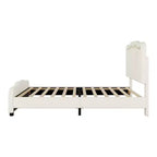 Letto imbottito Twin/Full con testiera curva e regolabile in altezza, giroletto in PU con striscia LED