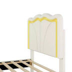 Letto imbottito Twin/Full con testiera curva e regolabile in altezza, giroletto in PU con striscia LED