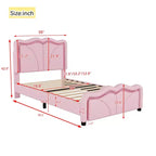 Letto imbottito Twin/Full con testiera curva e regolabile in altezza, giroletto in PU con striscia LED