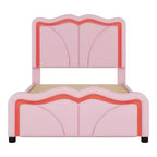 Letto imbottito Twin/Full con testiera curva e regolabile in altezza, giroletto in PU con striscia LED