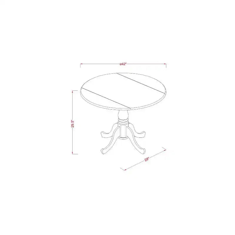 Tavolo da pranzo rotondo con ripiano in legno massello con finitura color latticello e ciliegio con 4 sedie Parson (5 pezzi)