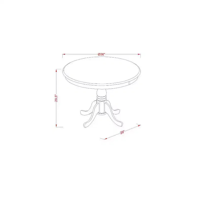 Set da pranzo da 3 pezzi in noce massello con top rotondo imbottito - 4 posti a sedere