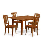 3-Piece Saddle Brown Finish Solid Wood Top - Dining Room Set - Seats 4