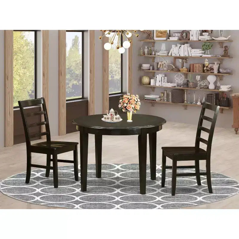Tavolo da pranzo (3 pezzi) con piano in legno massello finitura Cappuccino