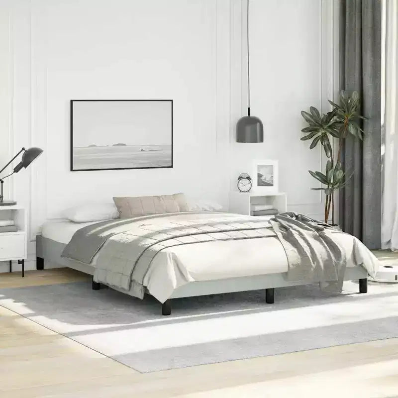 Giroletto in velluto grigio chiaro, legno ingegnerizzato, compensato Queen