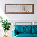 Specchio a figura intera 61x22 per la fattoria. Cornice rustica in legno massello, da parete o da appoggio per camera da letto, bagno, soggiorno.