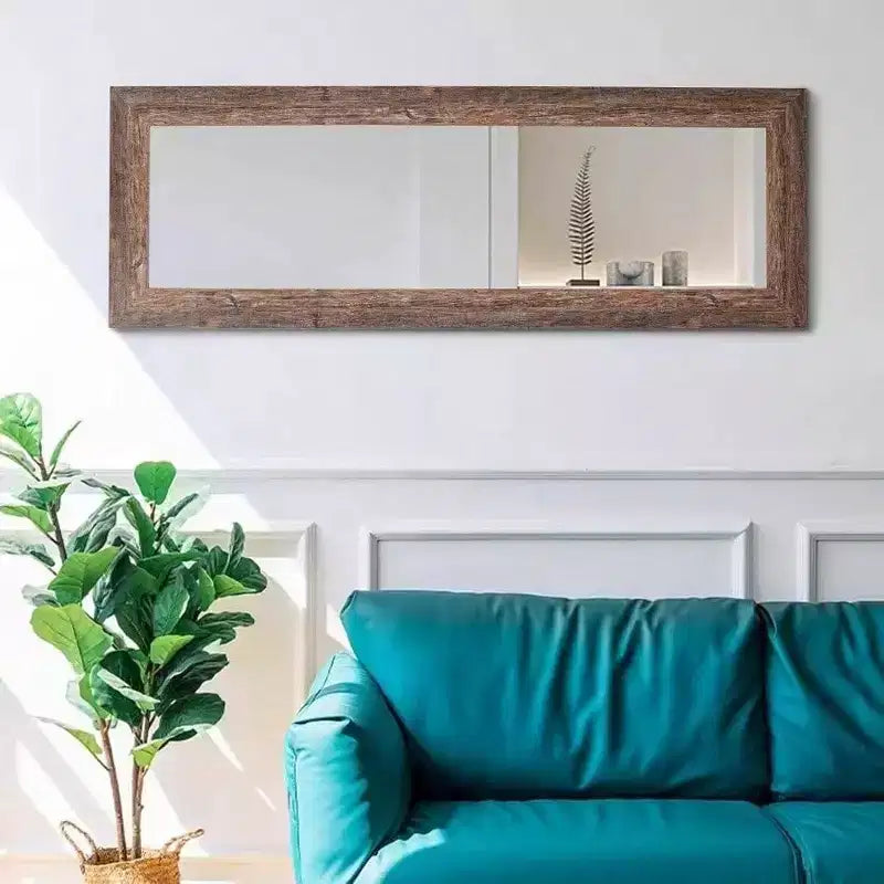Specchio a figura intera 61x22 per la fattoria. Cornice rustica in legno massello, da parete o da appoggio per camera da letto, bagno, soggiorno.