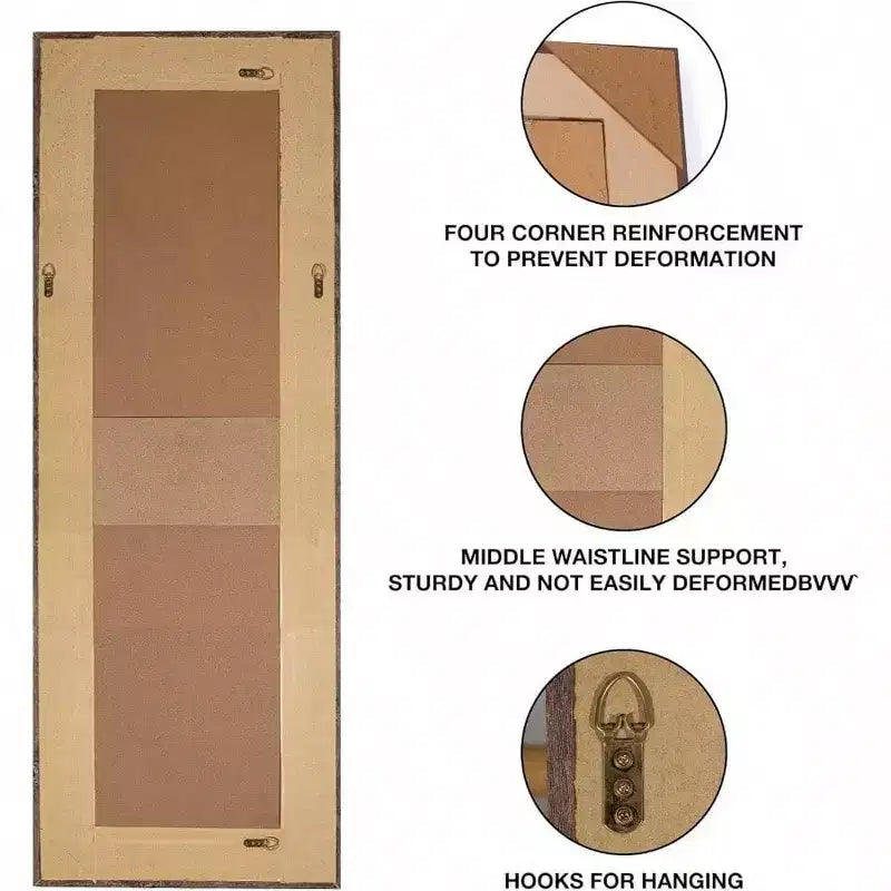 Specchio a figura intera 61x22 per la fattoria. Cornice rustica in legno massello, da parete o da appoggio per camera da letto, bagno, soggiorno.