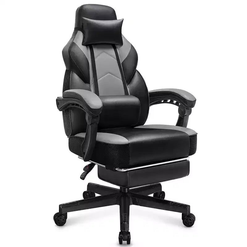 Sedie da gaming per adulti con poggiapiedi, schienale alto, con supporto lombare massaggiante, sedie da computer girevoli a 360° regolabili in altezza