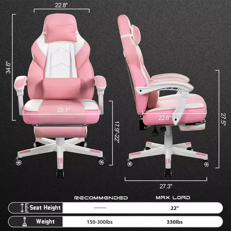 Sedie da gaming per adulti con poggiapiedi, schienale alto, con supporto lombare massaggiante, sedie da computer girevoli a 360° regolabili in altezza