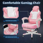 Sedie da gaming per adulti con poggiapiedi, schienale alto, con supporto lombare massaggiante, sedie da computer girevoli a 360° regolabili in altezza