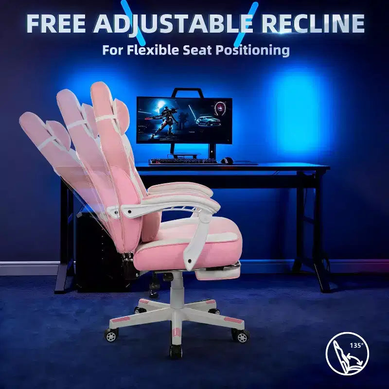 Sedie da gaming per adulti con poggiapiedi, schienale alto, con supporto lombare massaggiante, sedie da computer girevoli a 360° regolabili in altezza