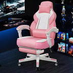Sedie da gaming per adulti con poggiapiedi, schienale alto, con supporto lombare massaggiante, sedie da computer girevoli a 360° regolabili in altezza