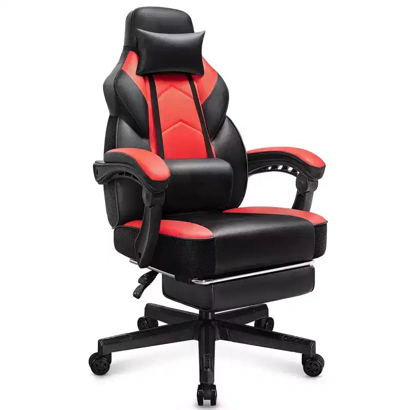 Sedie da gaming per adulti con poggiapiedi, schienale alto, con supporto lombare massaggiante, sedie da computer girevoli a 360° regolabili in altezza